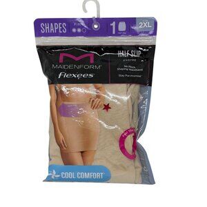 NWT Maidenform Flexees Half Slip FP0702 2XL Nude Firm Control Shaping Waistband